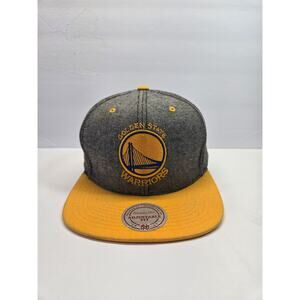 Mitchell Ness Golden State Warriors Hat Gray Yellow Strapback NBA Cap